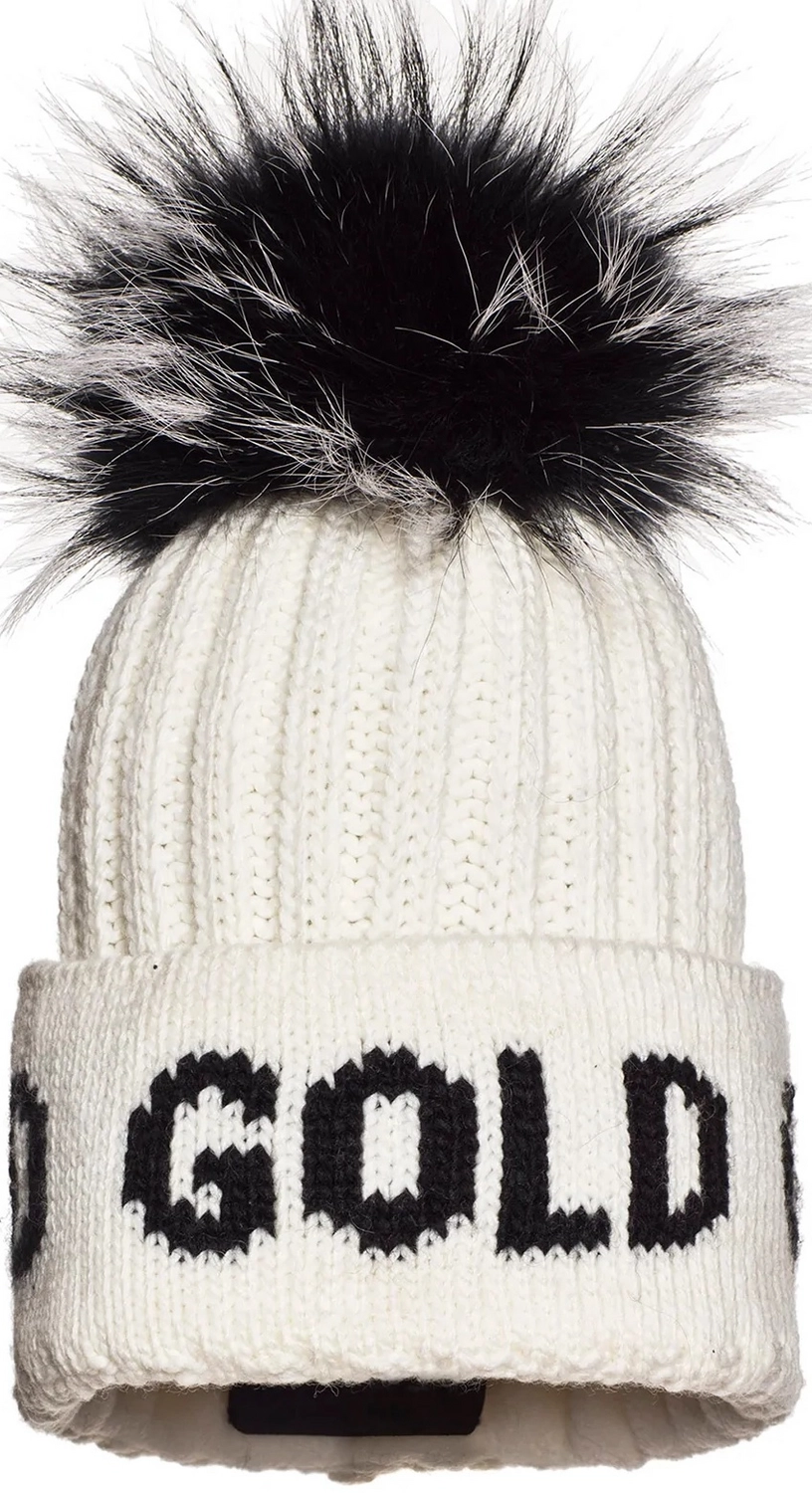 Muts Goldbergh Women Hodd Beanie Real Raccoon Fur White